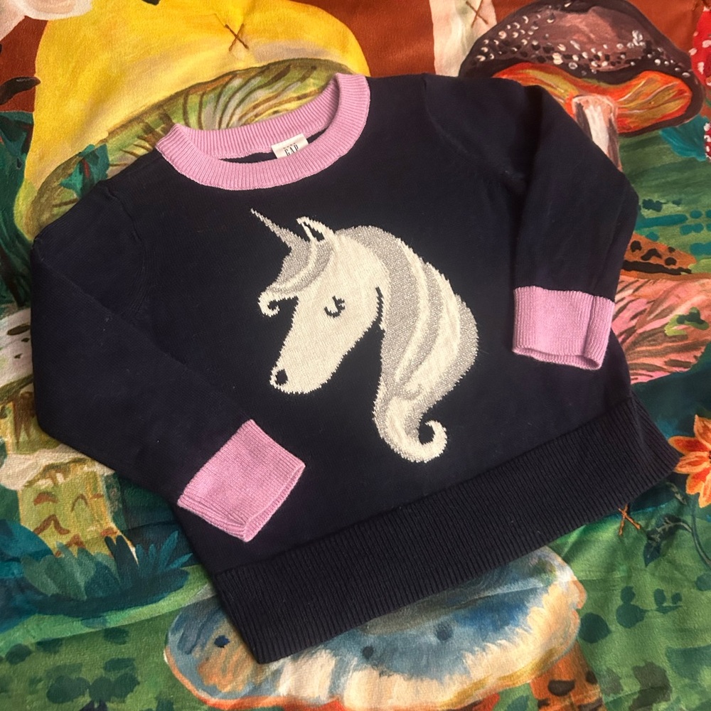 GAP NWOT Navy Sweater w/ Unicorn Size 12-18M